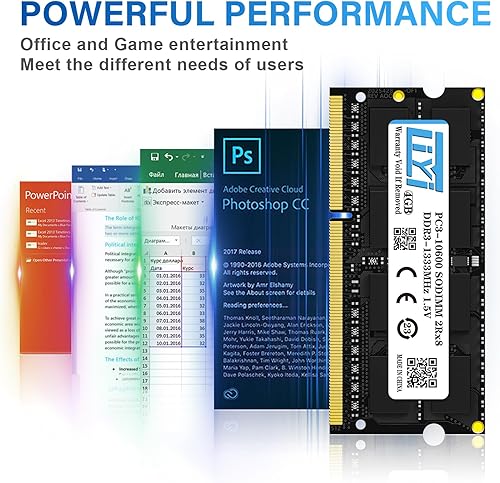 Miniatura 5 de LIYI DDR3LDDR3 RAM 4GB 1333MHz PC3L-10600PC3-10600 CL9 2Rx8 204-Pin Non-ECC sin búfer 1.35V1.5V RAM para portátil SODIMM RAM para Notebook Memoria