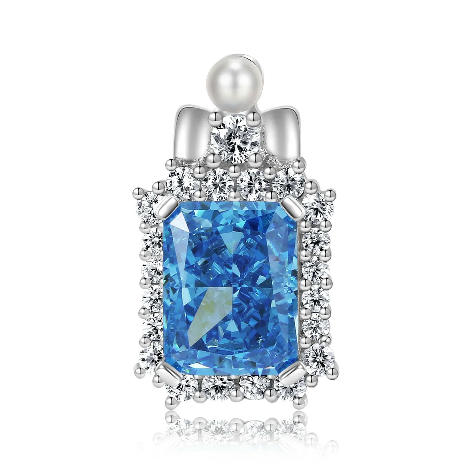 Colgante De Piedra De Alto Carbono Brillante Cuadrado Azul De Plata De Ley 925 Para Mujer, Regalo De Cumpleaños, Joyería Fina, Cadena