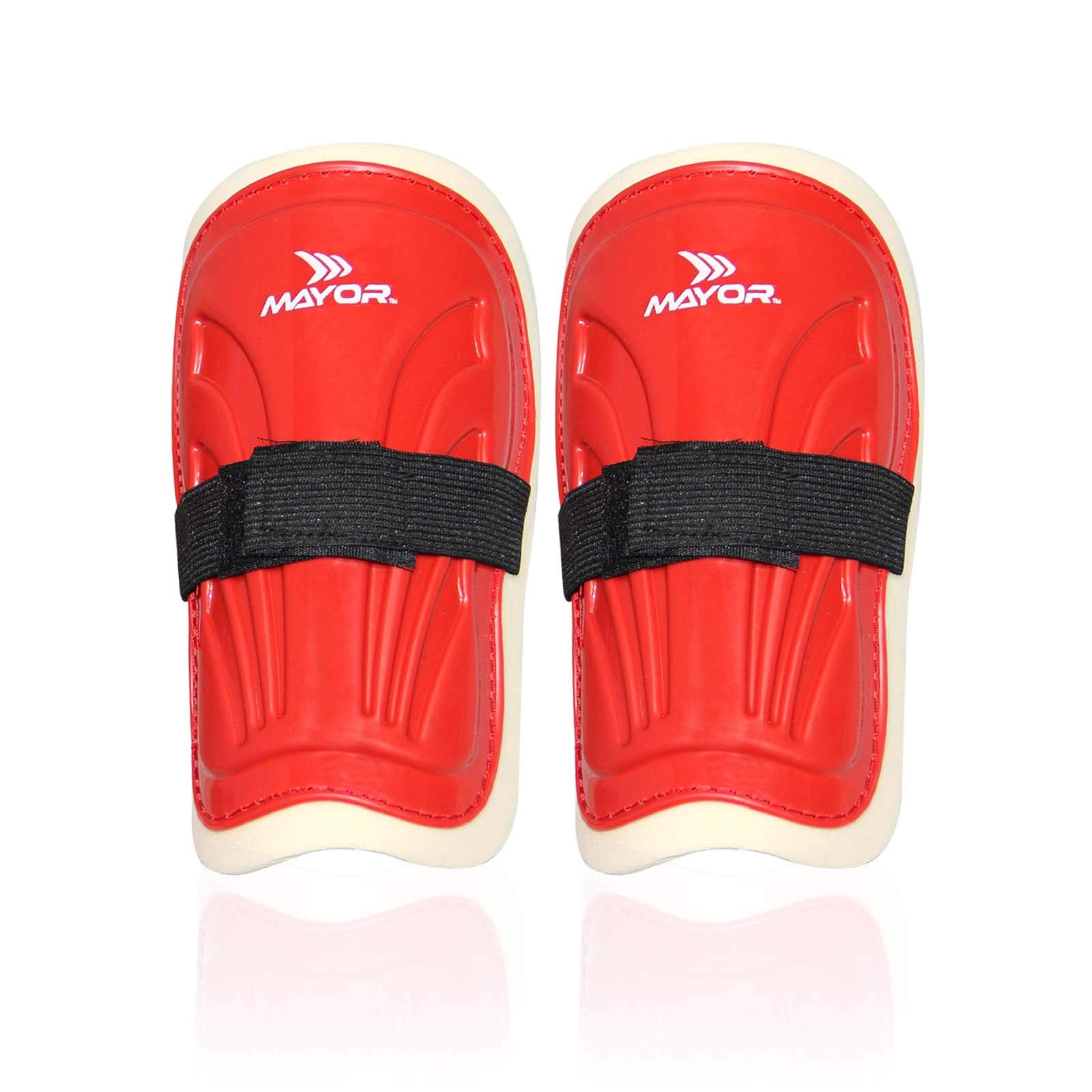 Mayor Tokyo Football Shin Pad with Velcro Red/White (Medium)