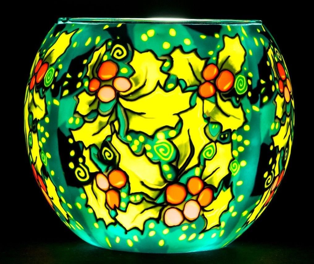 Milford Veilleuse en Verre coloré Motif Houx