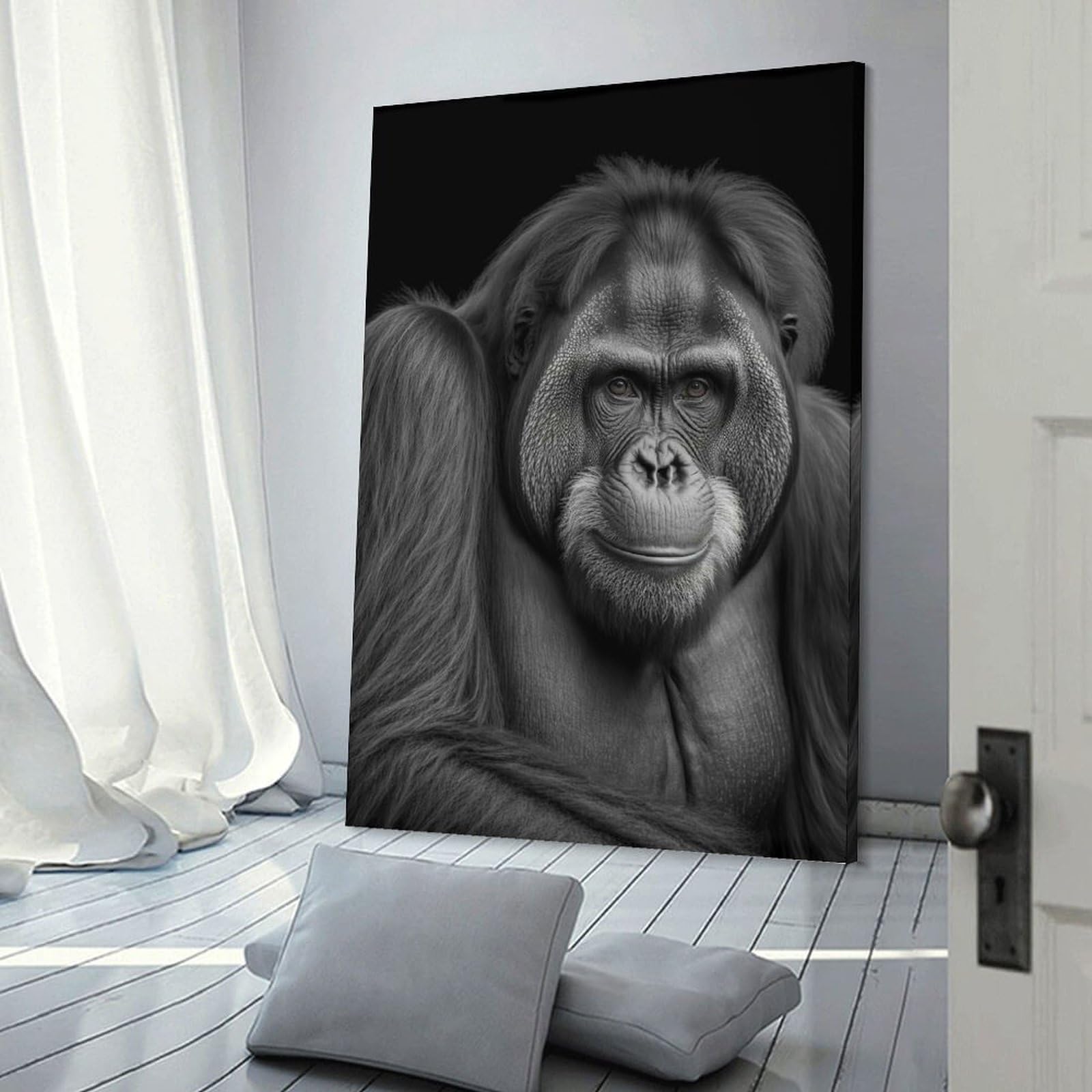 Junmoney Portrait of An Orangutan Canvas Wall Decor, 08x12inch(20x30cm), for Gallery Wall Decor And Room Displays, Wall Decor Suited to Curated Displays