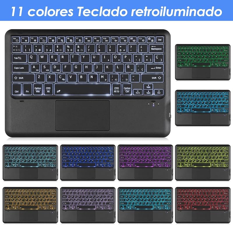 KOOCHUWAH Bluetooth Billentyűzet Touchpad Egérrel, LED Háttérvilágítás, 11 Szín, QWERTY