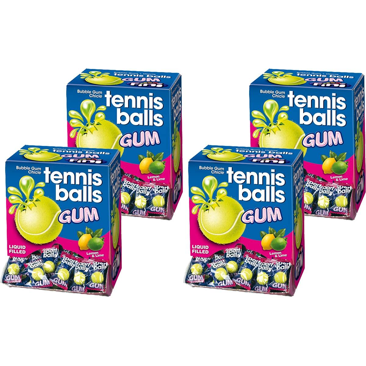 Booom Bubble Gum Sports Tennis 200 Stk. im Displaykarton (4er Pack)