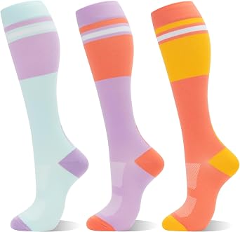 fenglaoda Compression Socks for Women Men 3 Pairs Graduated Compression Support Circulation Socks for Nurses