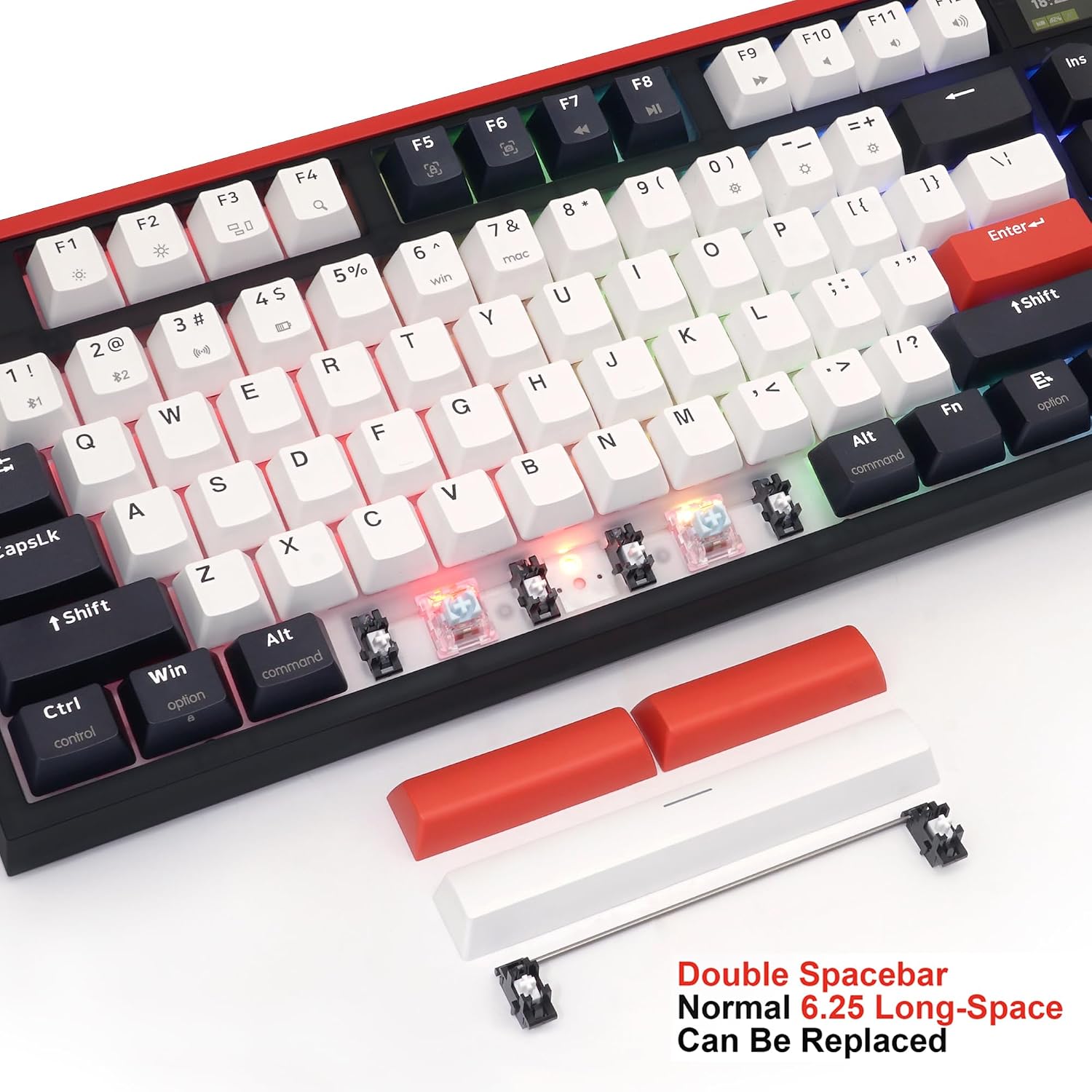 MOLGRIA SKYLOONG GK87 Double-Shot Keycaps RGB Backlit Gaming Keyboard, Hot Swappable Brown KTT Machinery Switches, Triple-Mold Connection with Knobs and LCD Display Dual-Space Mechanical Keyboard