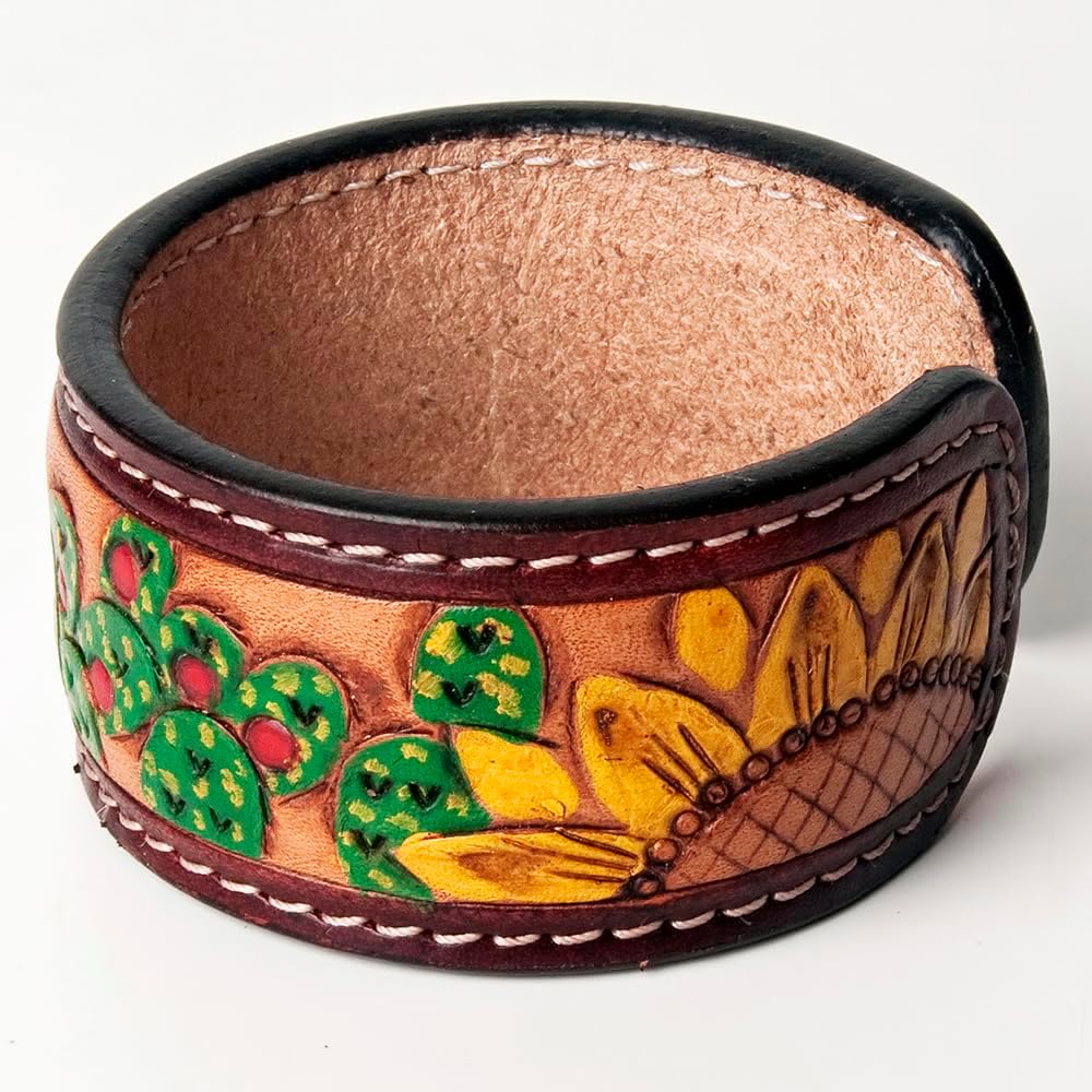 American Darling Bracelet Hand Tooled Carved Genuine Leather Women | Handmade Western Rustic