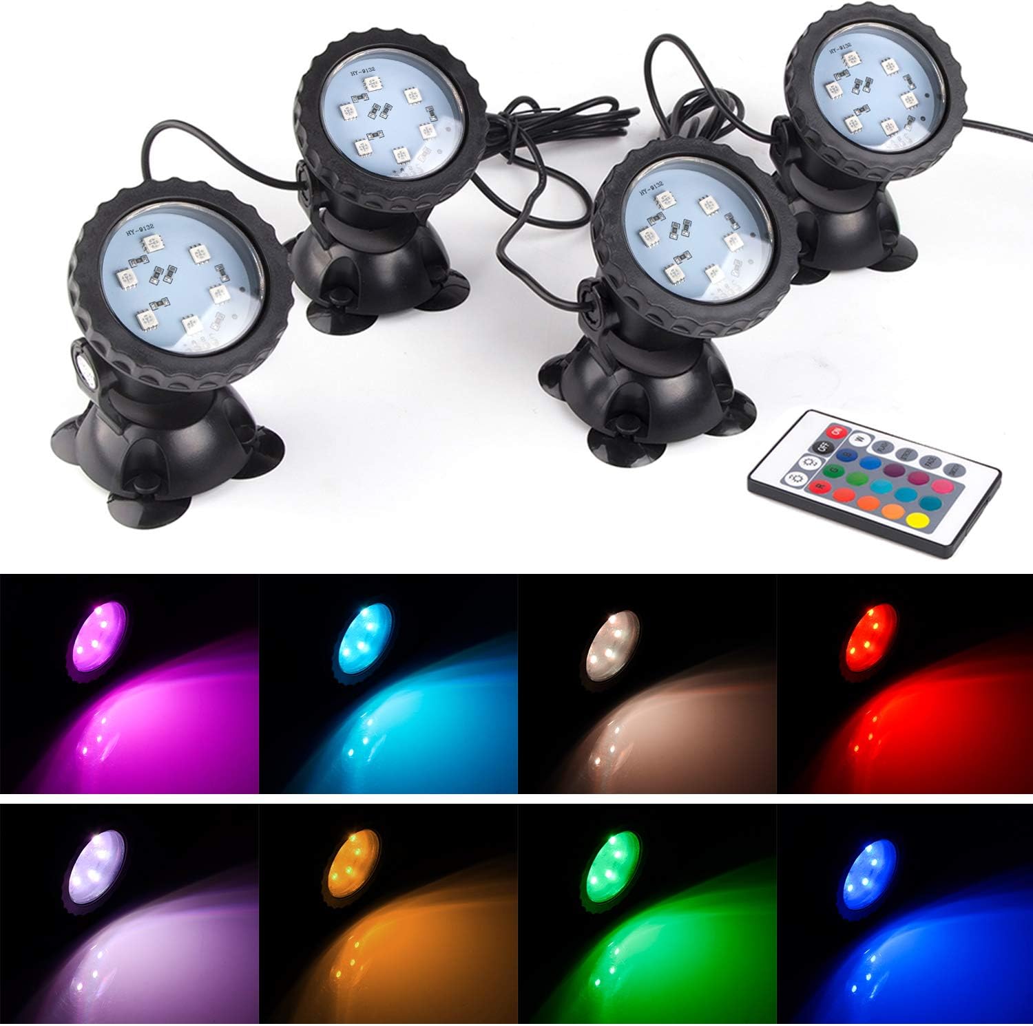 Pond Lights IP68 Waterproof LED Color Changing Fountain Lights Memory Dimmable