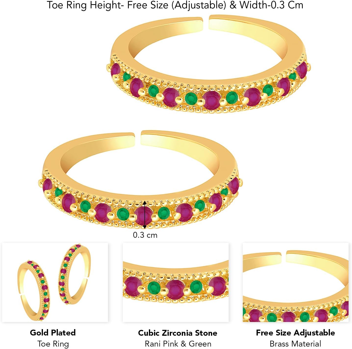 Aheli Cubic Zirconia Studded Adjustable Toe Ring Bichiya Fancy Jewellery for Women