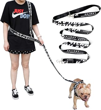 Hands Free Dog Leash 6 in 1 Multifunctional Lifetime Replacement, 4/6/8ft Adjustable Heavy Duty Leash for Medium & Large Dogs Running and Walking Black