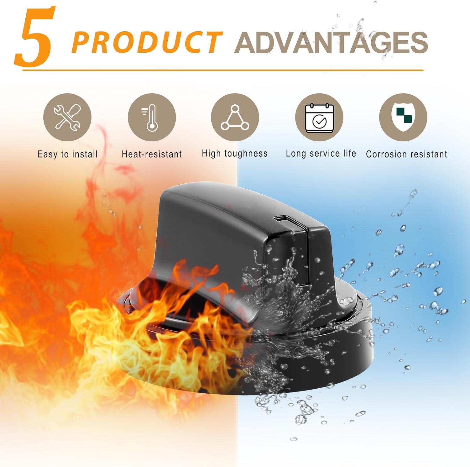 atgestore WB03X24904 Stove Knobs Replacement for GE Stove Parts 191D8446 Range Cooktop Knob GE Range Parts JB625RKSS JB625DKBB Black Plastic Burner Control Knobs 5 Pcs