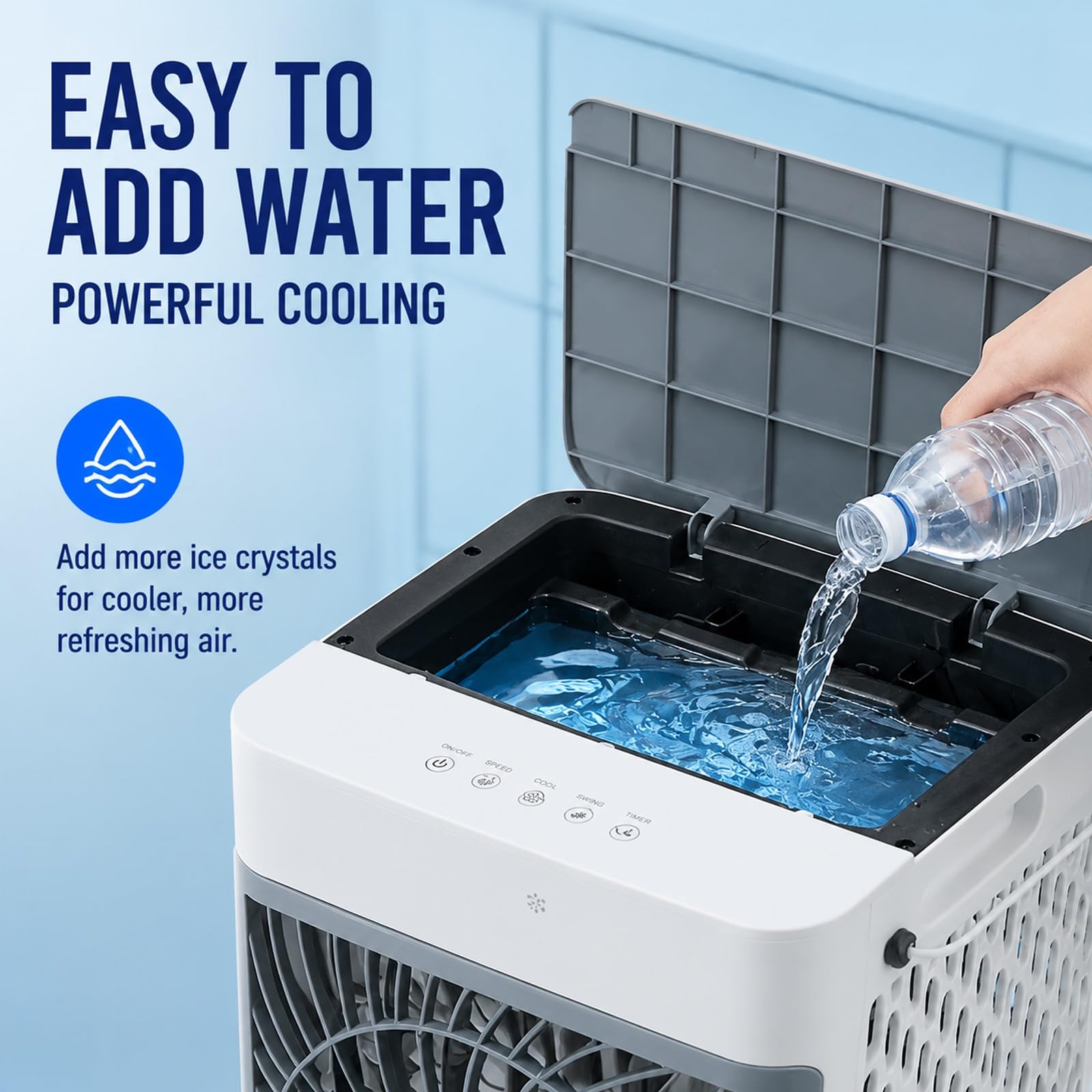 Aria Condizionata Portatile Serbatoio Dell'acqua Da 35L, Raffrescatore | Raffreddamento Rapido in 3 Minuti, Telecomando, per Soggiorno, Camera da Letto e Studio 38×34×85cm, 110-220V(Gray)