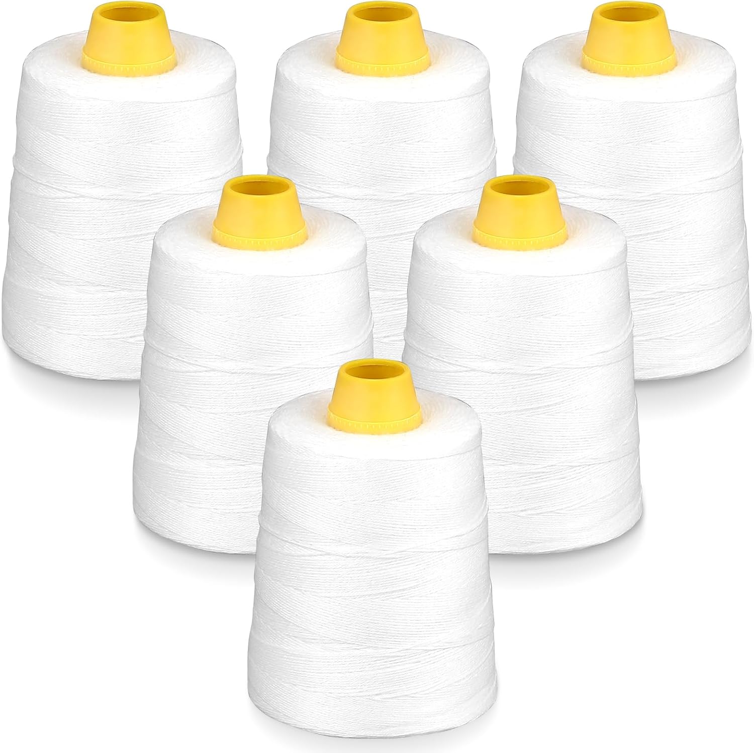 Hanchen Heavy-Duty Sewing Thread Spool, 6-Stranded Chemical Fiber Sealing Industrial Packing Synthetic Fiber Stitching Thread Spool for Bag Sewing Closing Machine, Pack of 6 Roll
