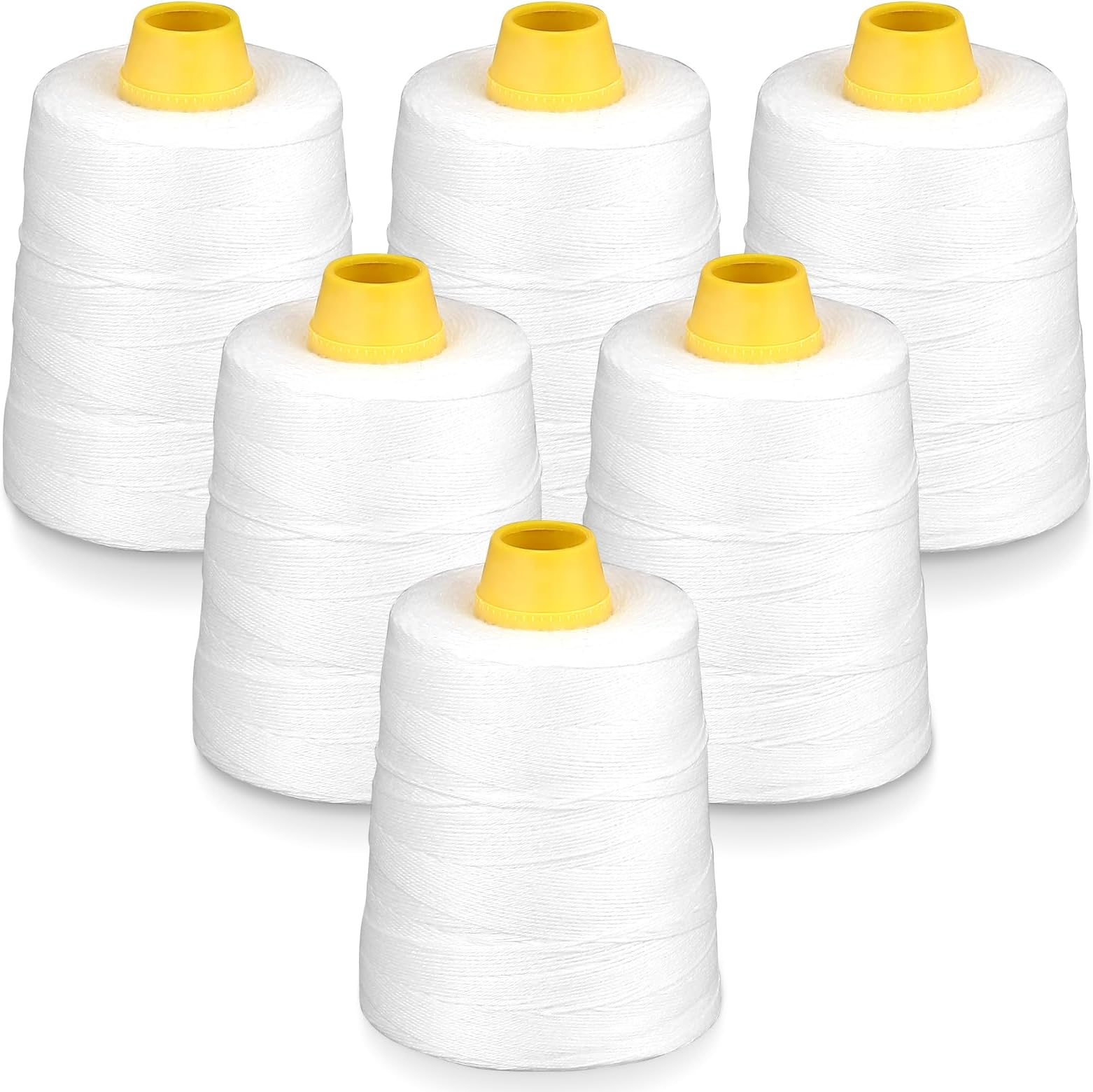 Hanchen Heavy-Duty Sewing Thread Spool, 6-Stranded Chemical Fiber Sealing Industrial Packing Synthetic Fiber Stitching Thread Spool for Bag Sewing Closing Machine, Pack of 6 Roll