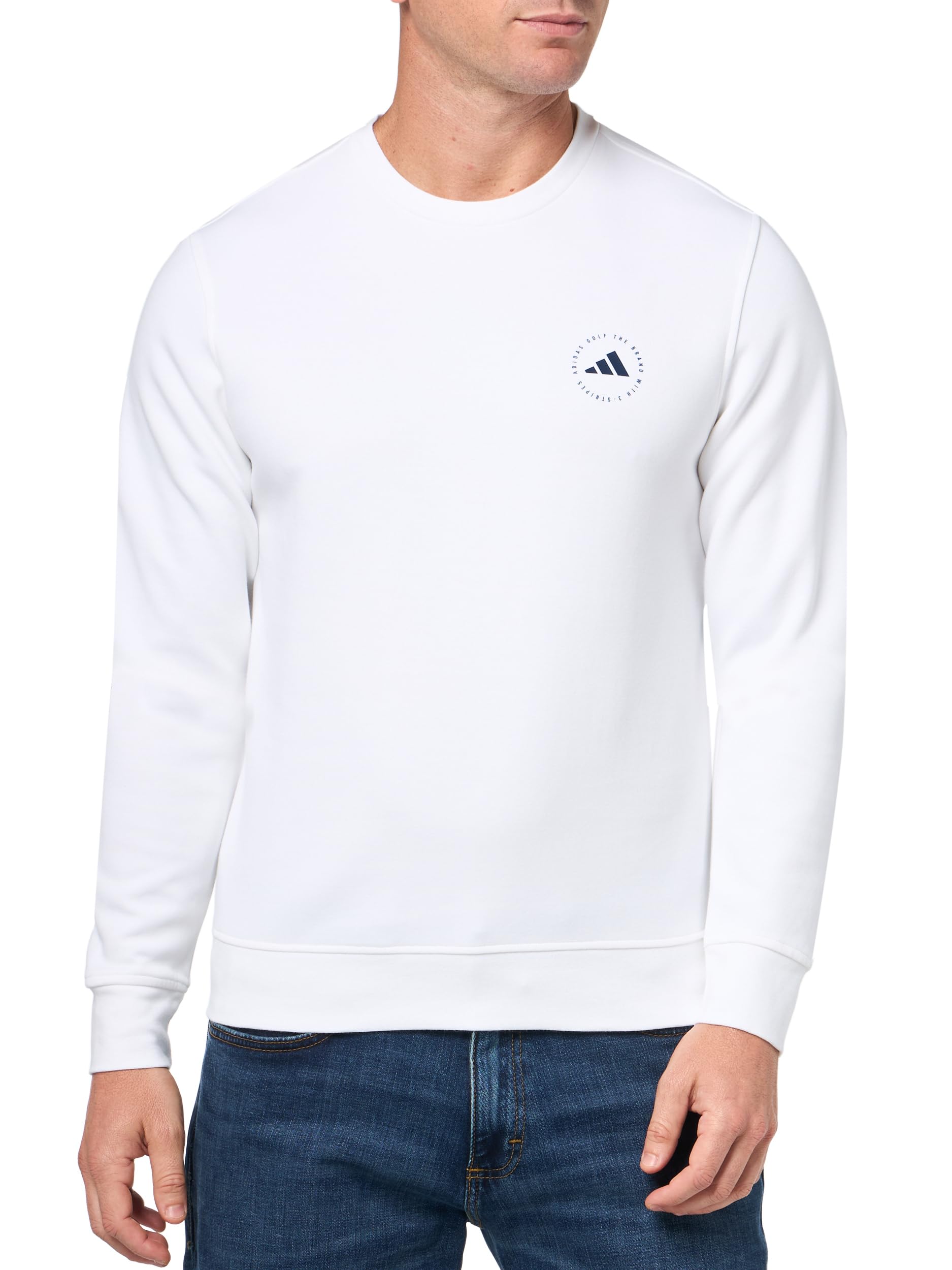 Adidas Men's White/White Core Crew Neck Sweatshirt, Large