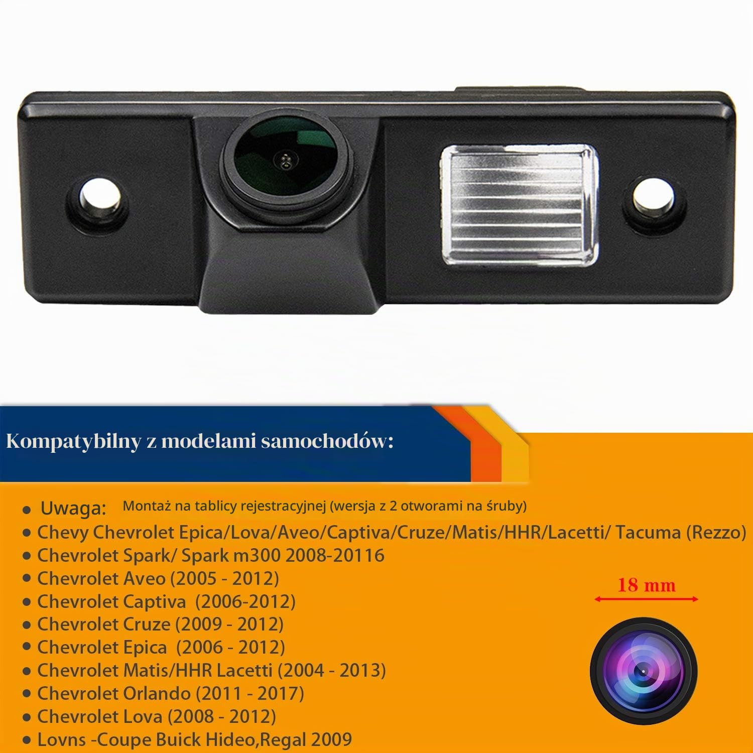 Kamera cofania zintegrowana z oświetleniem tablicy rejestracyjnej, kamera cofania do Chevrolet Spark Orlando Epica/Lova/Captiva/Cruze/Aveo Chevrolet Tacuma (Rezzo)