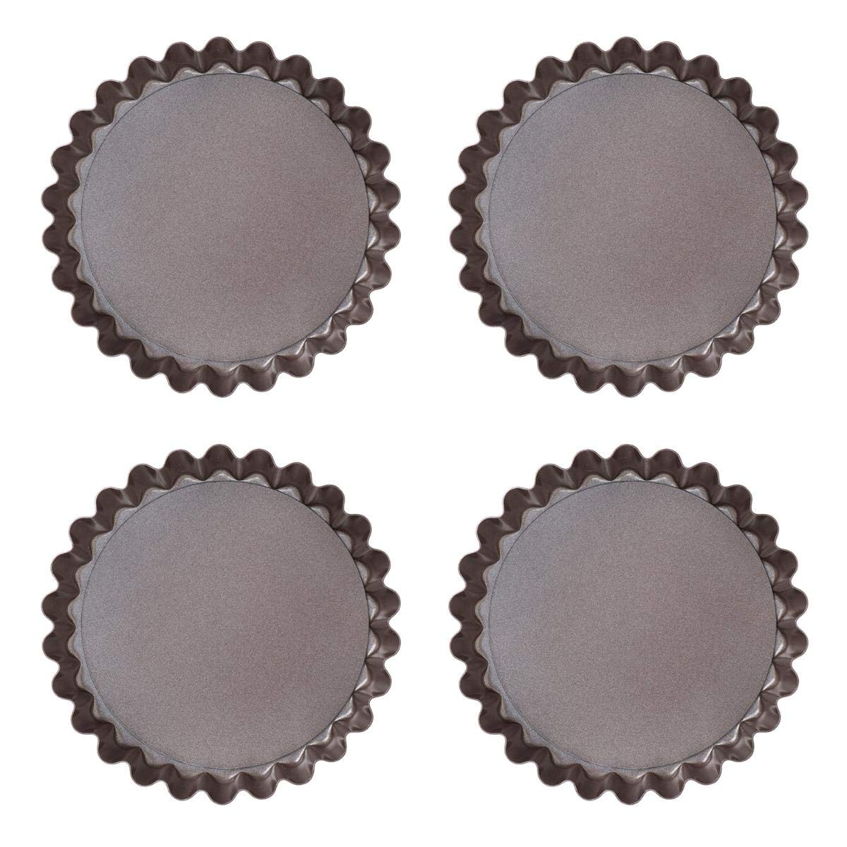 Pyrex Asimetria – 4 x tart/quiche baking trays with removable bottom, 14 x 10 x 4 cm, colour: black. 14 x 10 x 4 cm Black