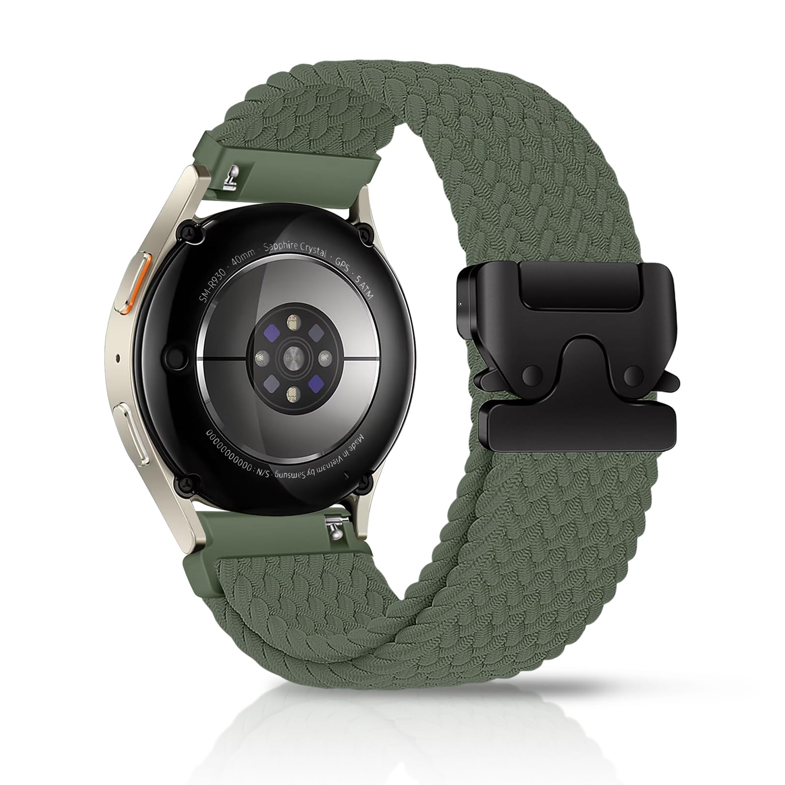 Chinber 20mm Nylon Braided Band Compatible with Samsung Galaxy Watch 4/5/6/7/FE 40mm 44mm Band/5 Pro/Watch 4&6 Classic/Active 2 40mm 44mm/3 41mm/Gear