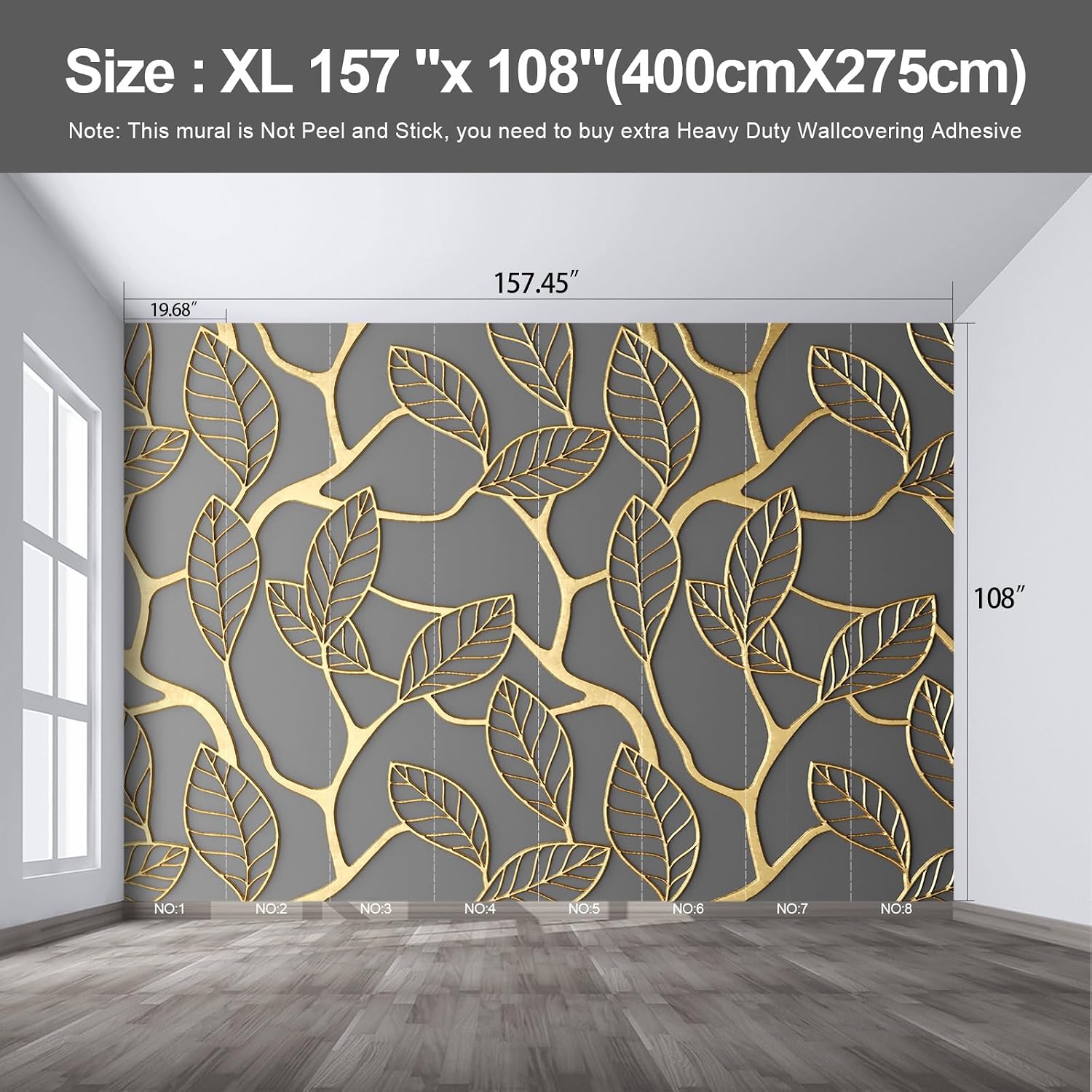 3D Relief Mural Hot foil Stamping Wallpaper for Living Room and Bedroom - XL -108"x157"