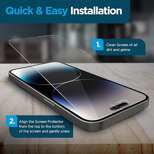 Miniatura 7 de Case-Mate Protector de pantalla para iPhone 14 Pro Max de 6.7 pulgadas, vidrio templado antiarañazos con protección contra roturas, película de