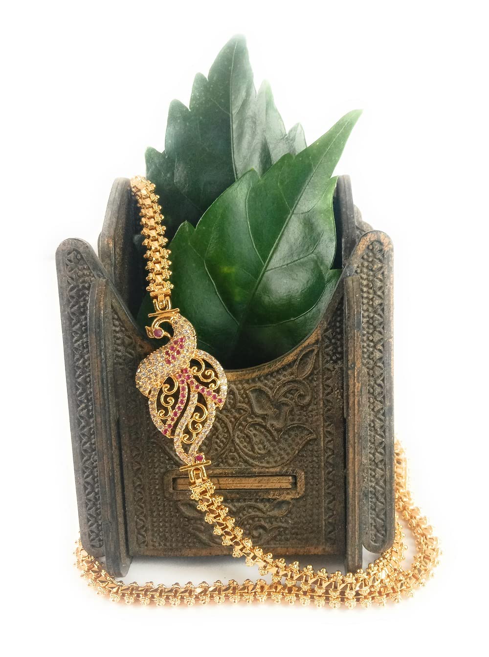 LOVELY DREAMS 1 Gram Micro Copper & Gold Plated American Diamond Traditional Designer Mugappu Gold Chain for Women & Girls(MC-1052) (B0BVB2SXK6) Amazon Price History, Amazon Price Tracker