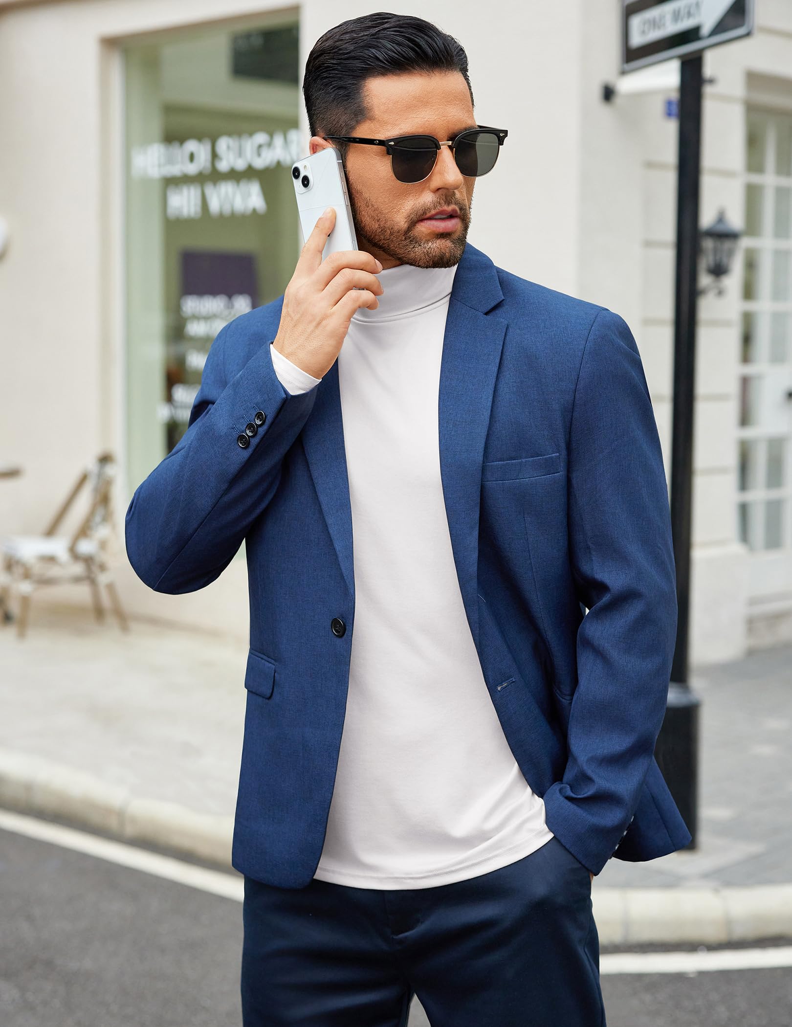 COOFANDY Pull Col Roulé Homme Fin T-Shirt Manches Longues Basique sous-Pull Slim Fit - Disponible en Lot de 2