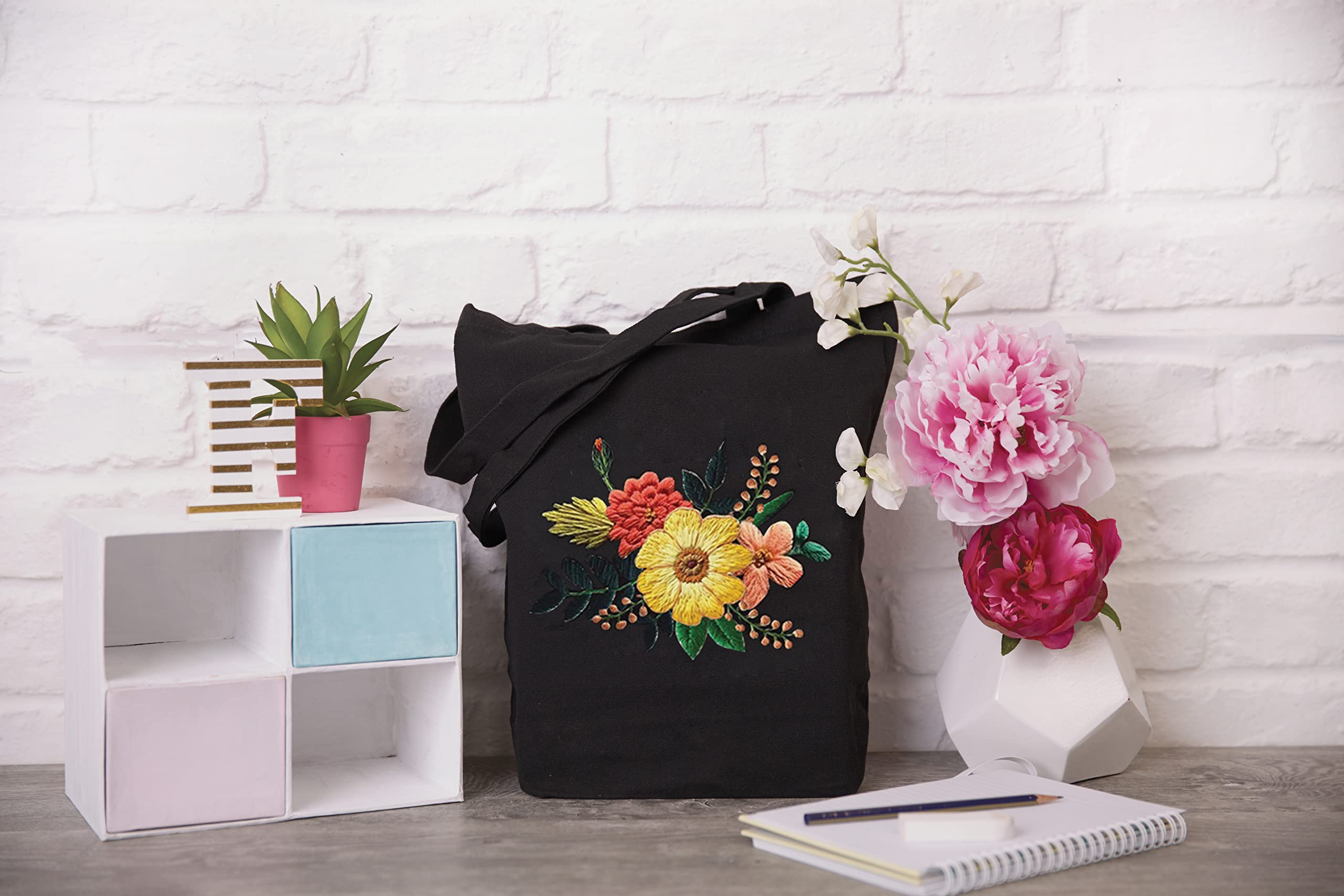 Simply Make Embroidery Tote Bag Craft Kit, Black, Ideal Craft Accessories for Adults And Teenagers Makes A Perfect Present - Image 2