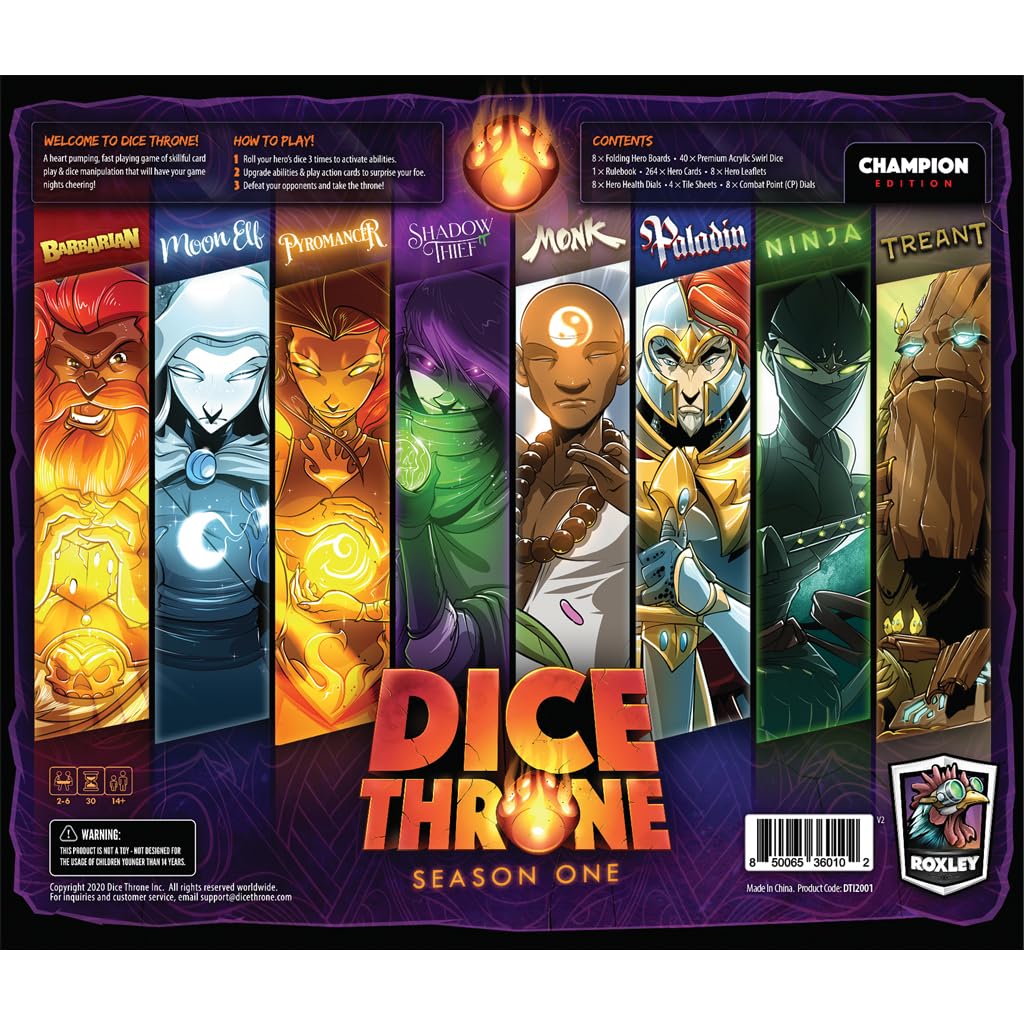 Dice Throne | Dice Throne: Season One - Battle Chest | Juego De Mesa, Combate con Dados Autónomo, 8 Héroes Únicos, Juego por Equipos Y Todos contra Todos | 2-6 Jugadores | 20-40 Minutos