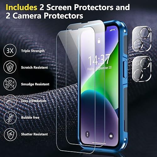 Miniatura 4 de SPIDERCASE Funda para iPhone 14iPhone 15, protección contra caídas de grado militar de 15 pies, antideslizante, paquete de 2 protectores de pantalla