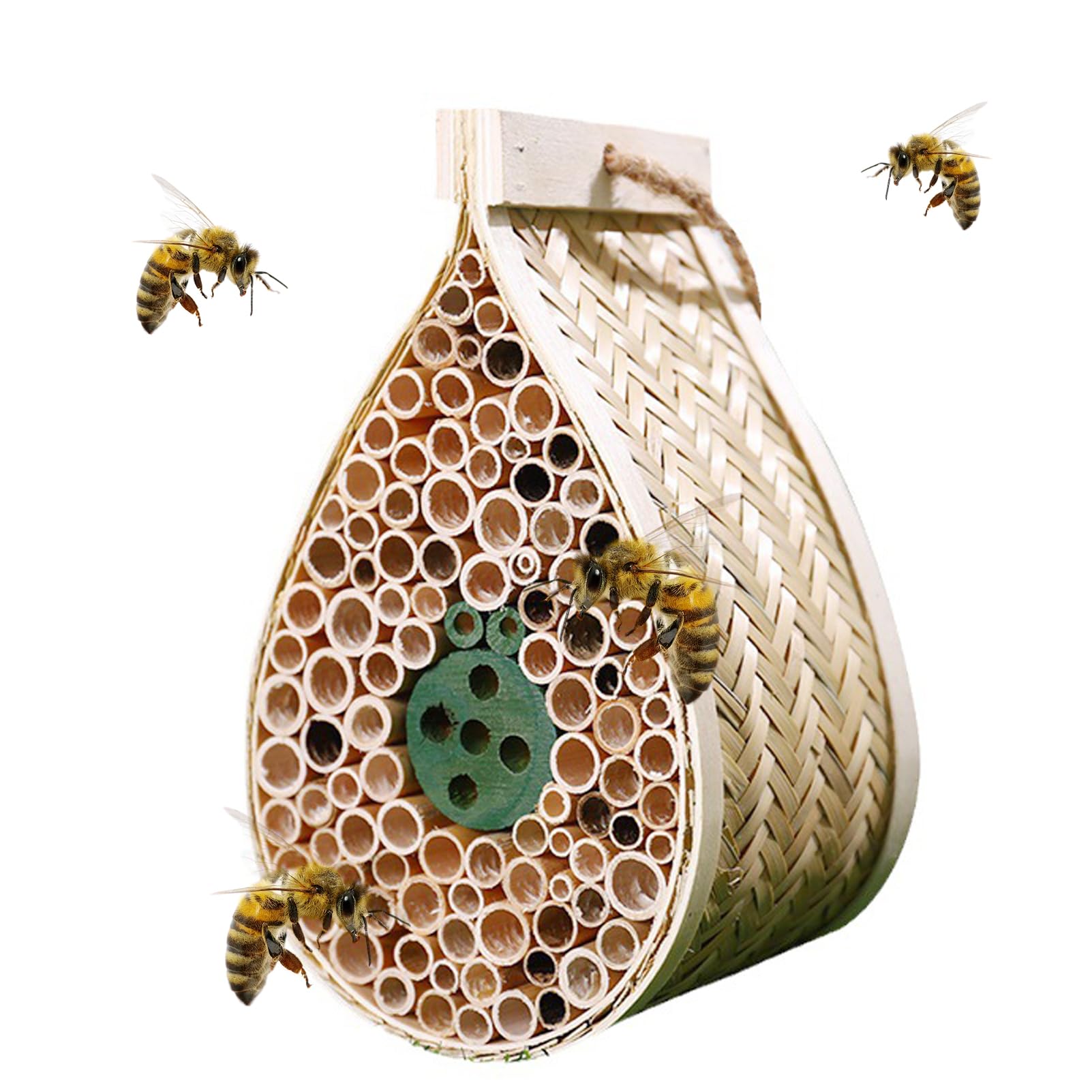 Maison pour abeilles Mason - Palais pollinisateur - Habitat suspendu en bois avec tubes de bambou pour le jardin et la cour - Hôtel pour pollinisateurs