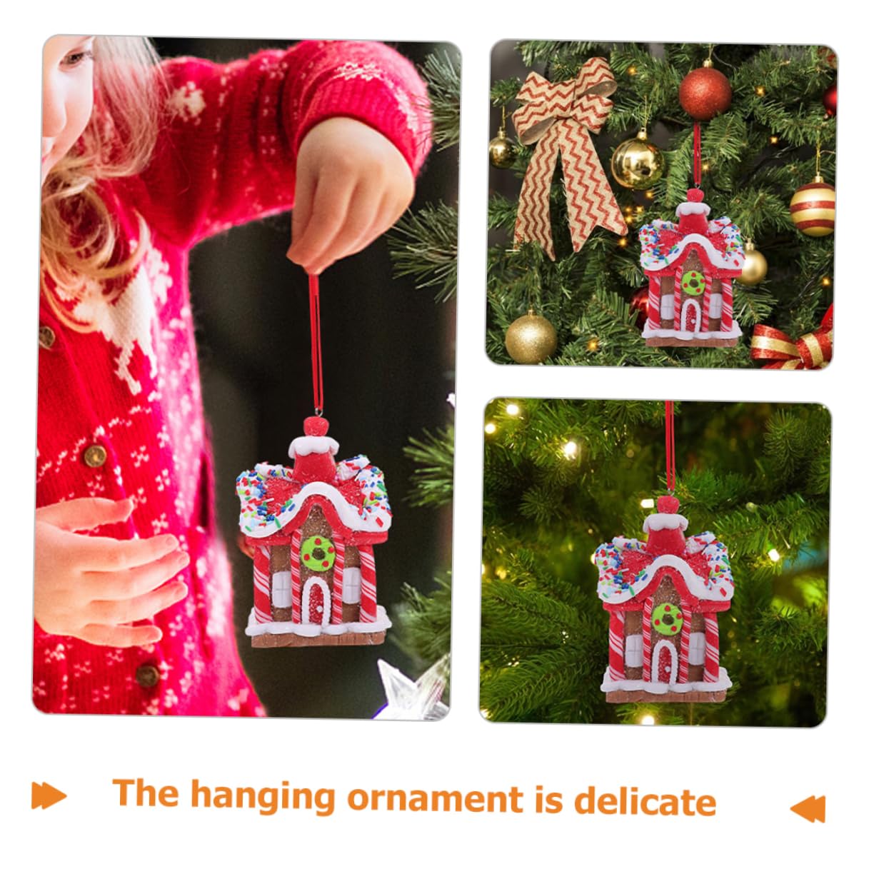 Cabilock 4piezas Adornos Navideños de Casa de Jengibre para Colgar el Árbol Decoración Colgante para Fiesta de Navidad de Adornos para Árbol de Navidad