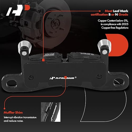 Miniatura 2 de A-Premium Juego de pastillas de freno de disco de cerámica traseras compatibles con Porsche Cayenne 2011-2018 y Volkswagen Touareg 2011-2017, 4