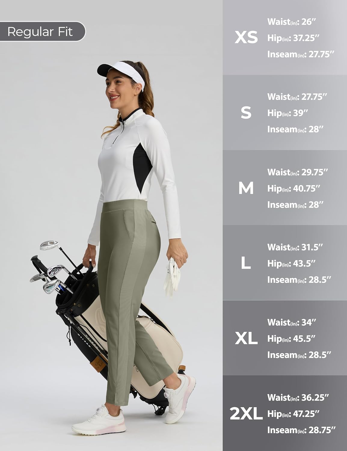 Seamaid Women's Golf Pants with Deep Pockets Travel Pants for Athletic Stretch UPF 50+ Olive Green L - Image 7