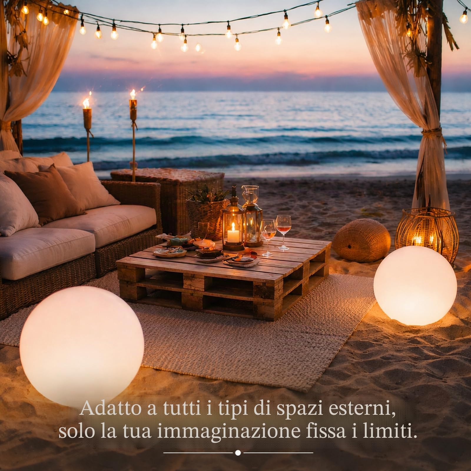 Europalamp Sfera luminosa senza fili galleggiante LED multicolore dimmerabile ∅40cm con telecomando e base a induzione 6 colori dimmerabili