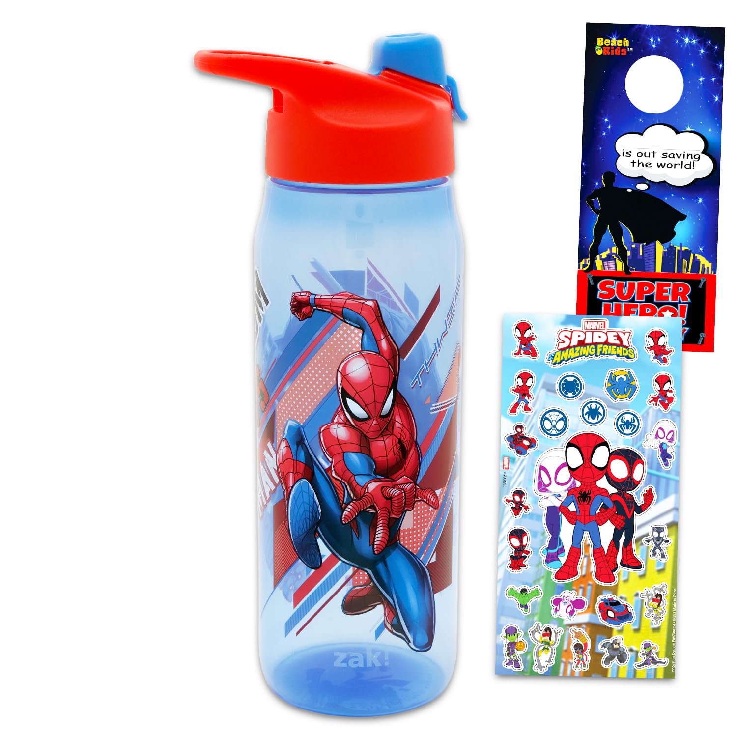 Marvel Spiderman Water Bottle Bundle School Supplies Set with 20 Oz Drinking Cup Stickers More Spiderman Reusable Water