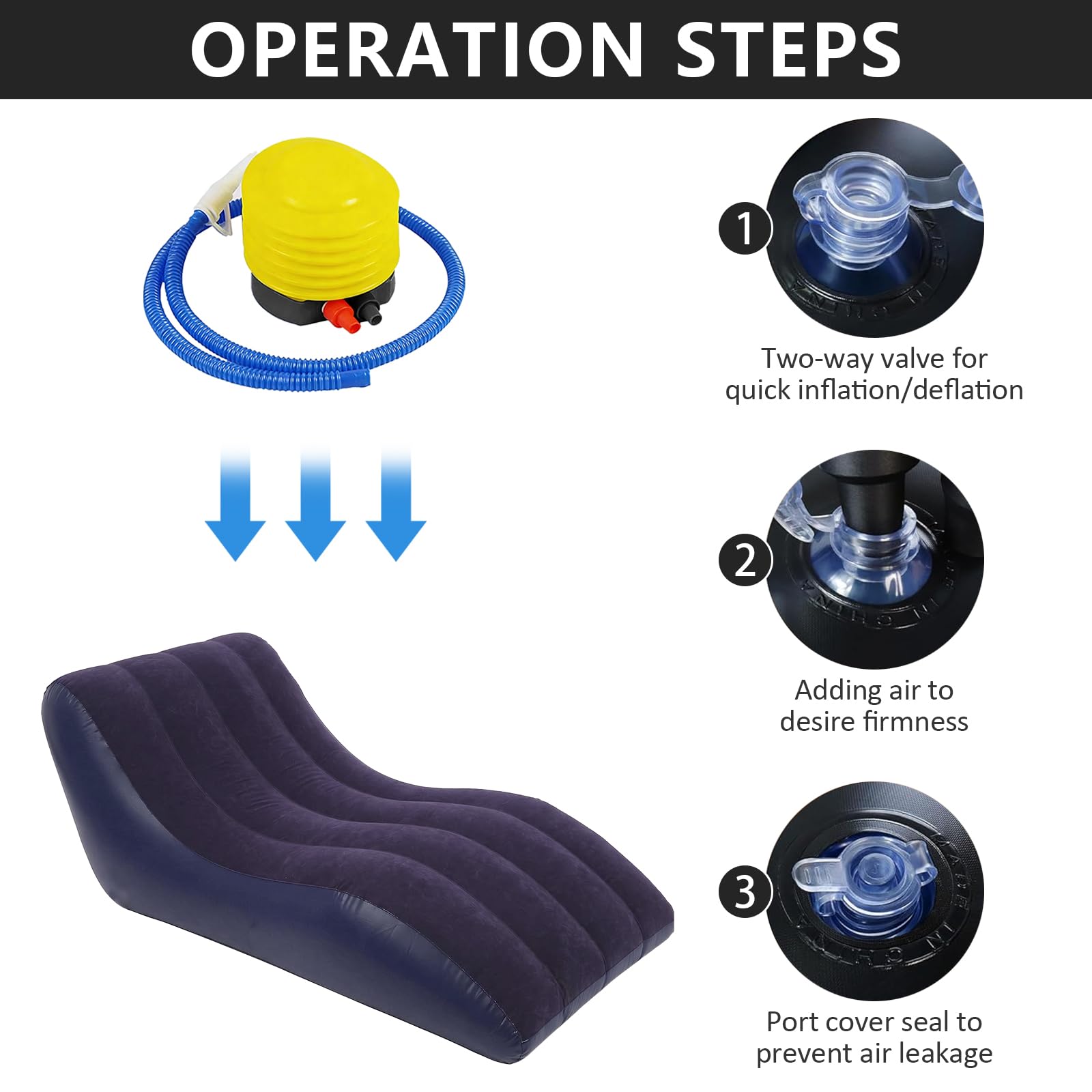 MeYuxg Divano Gonfiabile con Pompa,S Forma Sdraio Gonfiabile con rivestimento in Peluche,Portatile Campeggio Lettino Gonfiabile per Interni, Esterni, Casa, Viaggi e Feste in Spiaggia(Blu)