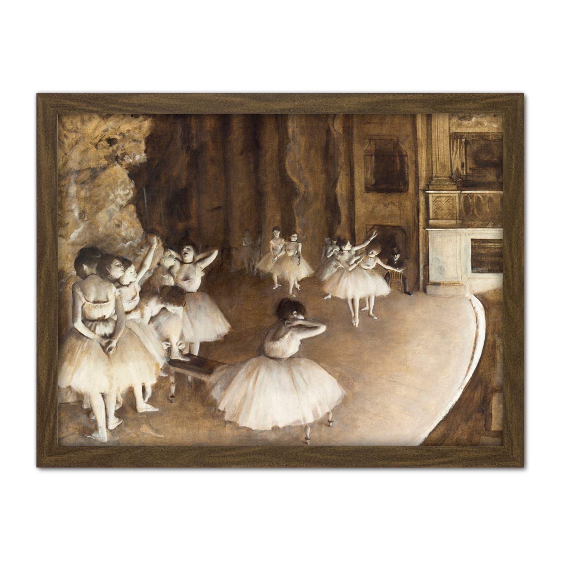 Edgar Degas Ballet Rehearsal On Stage Large Framed Art Print Poster Wall Decor 18x24