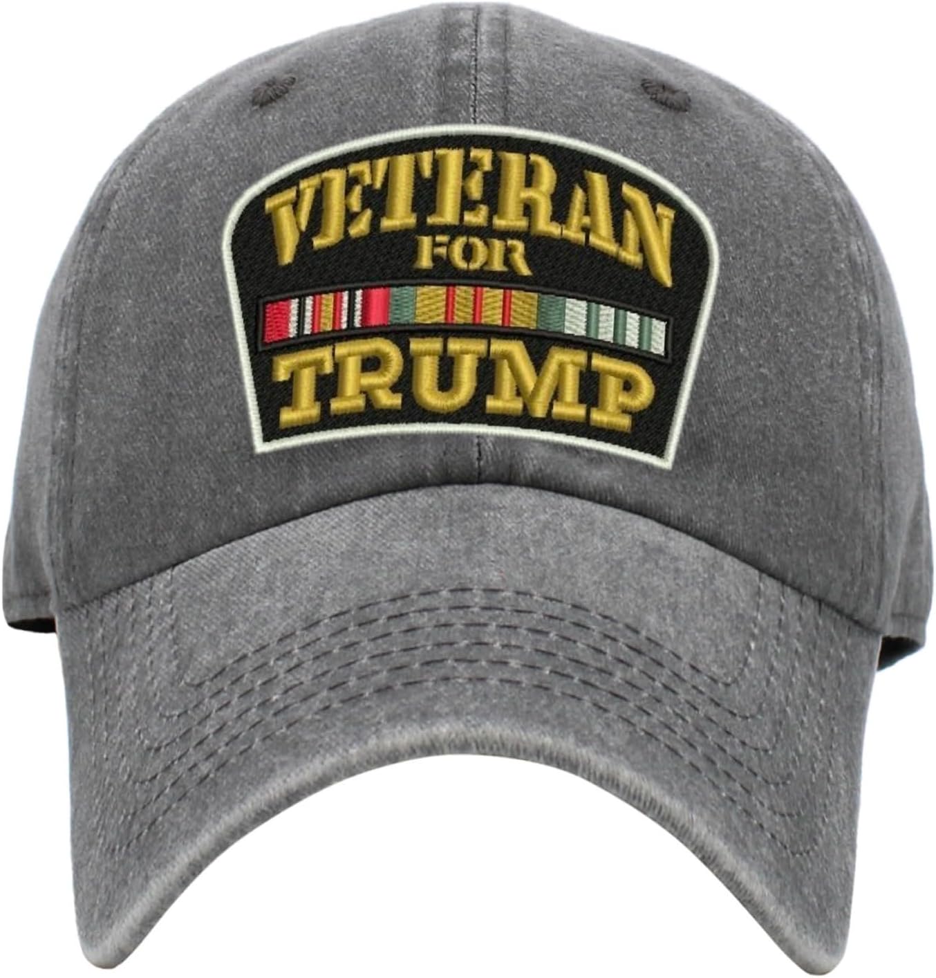 ALLNTRENDS Veteran for Trump Hat Pigment Washed Embroidered Cotton Baseball Cap