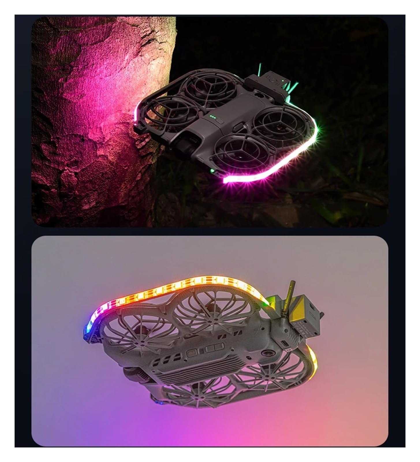 Tira De Anillo De Hélice LED, Compatible Con DJI NEO 2, 3 Modos | Plástico liviano, visibilidad nocturna de drones, anillo LED de 3 modos, for NEO 2