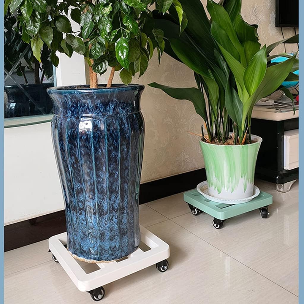 Metal Planter Flower Pot Caddy with Wheels Dolly Holder Indoor Outdoor Planter Trolley Movable Plant Trays Pot Holder Potted Plant Trolley/Black/50 * 60Cm,Green-40 * 50Cm