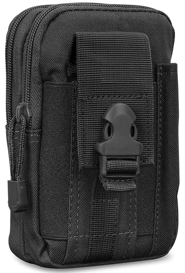 Multi-Purpose Water Resistant Waist Pouch, Sport Carry Pouch for Phone and Small Accessories Waist Pouch Pack for Men, Women Camping Hiking (Black)-image-11