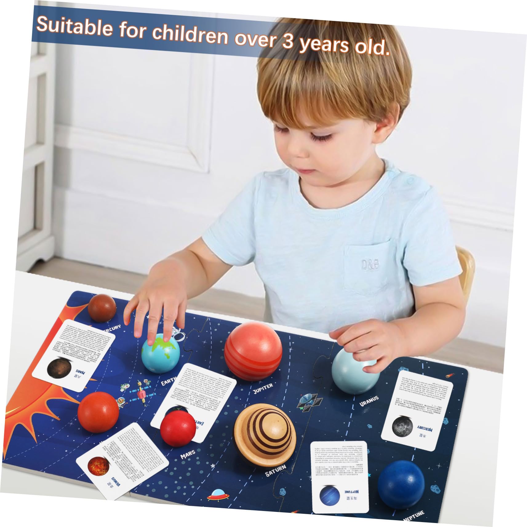ERINGOGO Puzzle Solare del Otto Pianeti in Legno per Bambini | Superficie Liscia, Sicuro da Usare, Board da Gioco Educativa, Adatta a Piccoli Appassionati di Astronomia