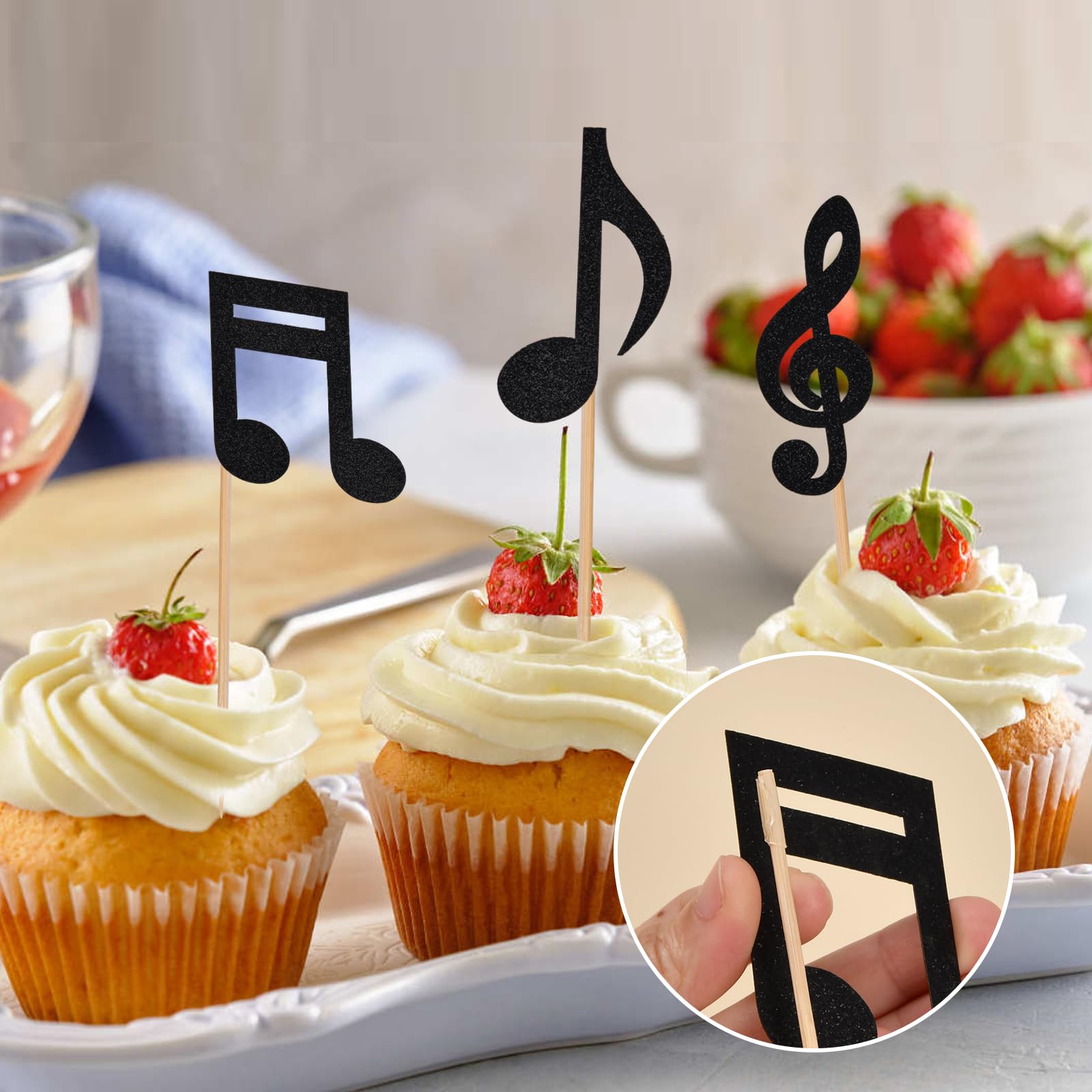 Wisebom Lot De 24 Décorations De Cupcakes En Forme De Notes De Musique