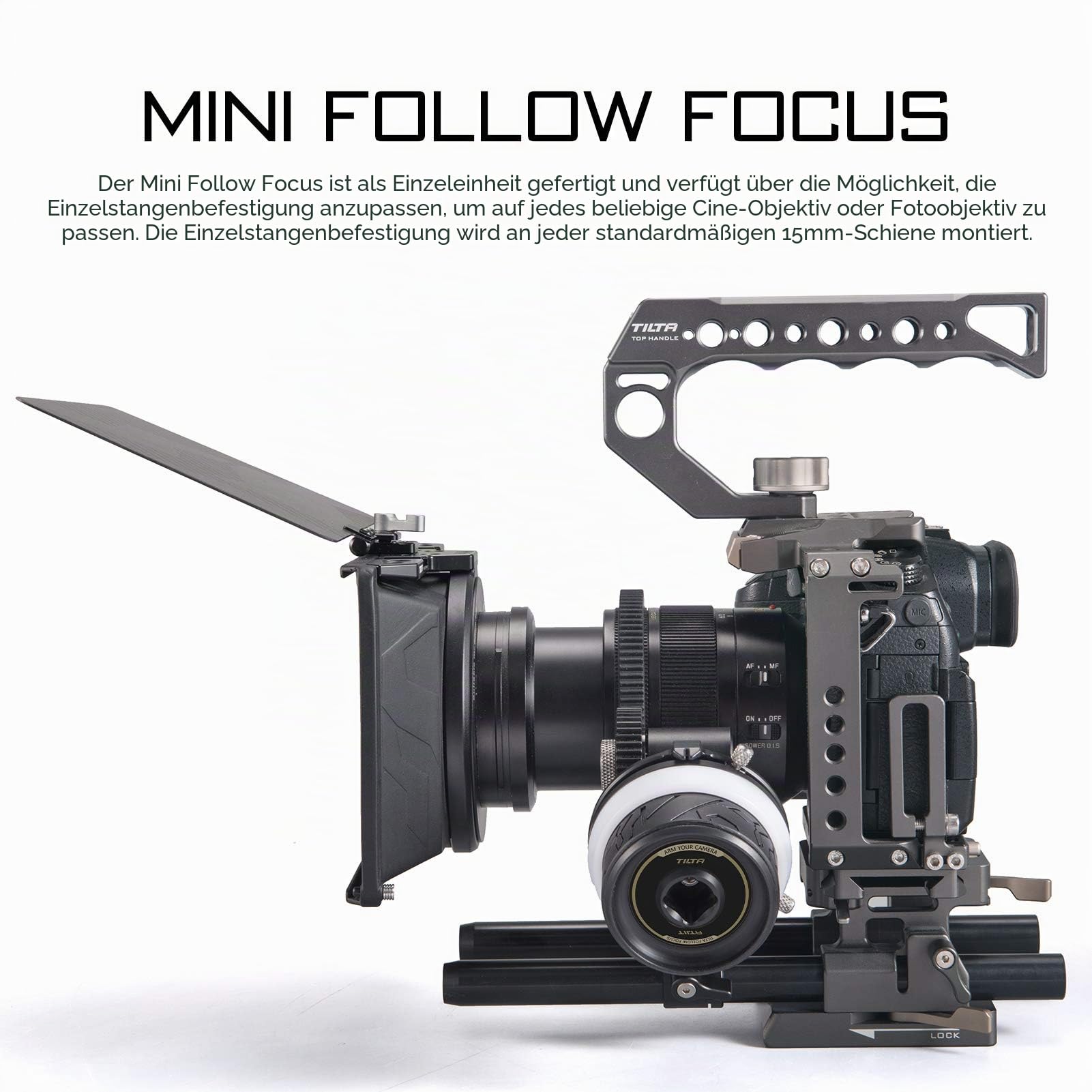 Tilta Folgen Fokus,Mini Follow Focus,DSLR Objektiv Zoom Control Manueller Folgen Fokus für Sony A7 A9,Nikon GH5, BMPCC 4K 6K FF-T06