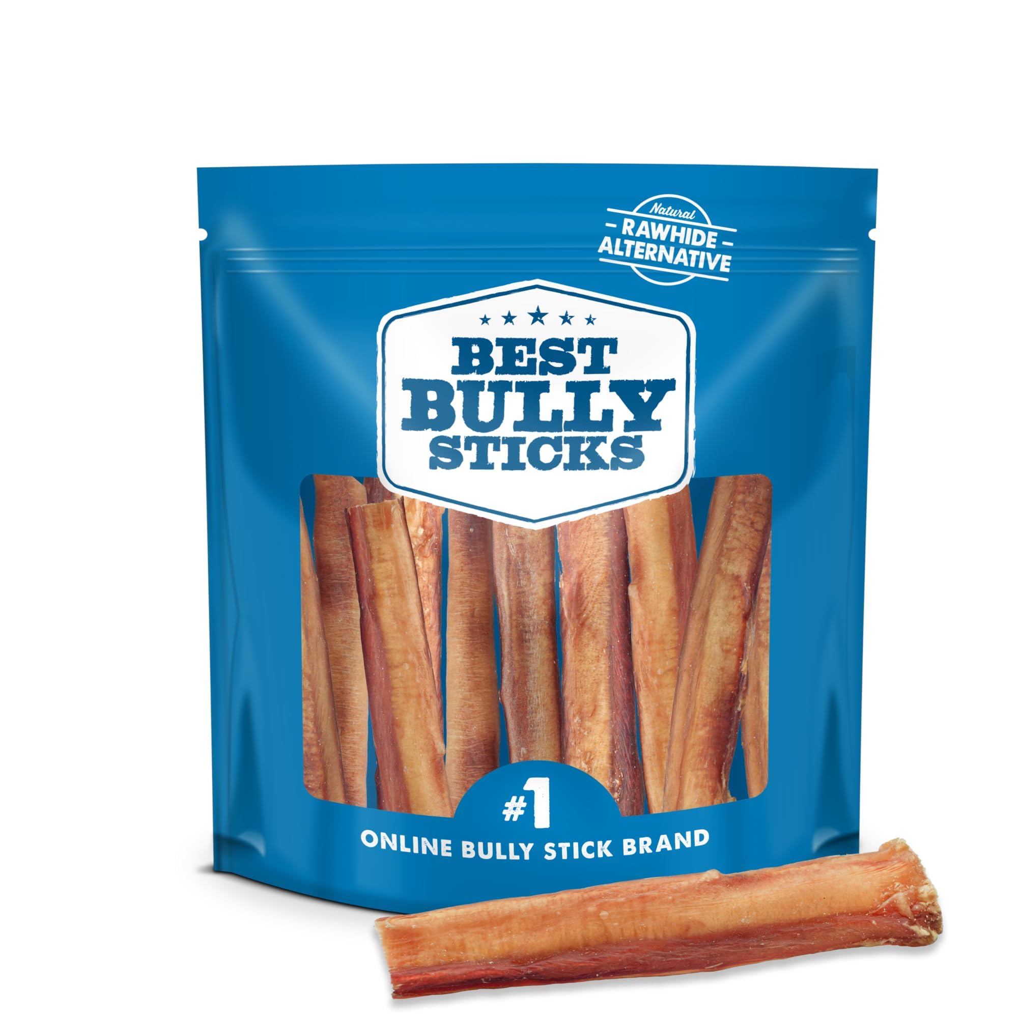 Best Bully Sticks Thick 6 Inch Bully Sticks for Dogs - 10 Count (Pack of 1) - Natural Grass-Fed Beef, Single Ingredient, Grain and Rawhide Free -