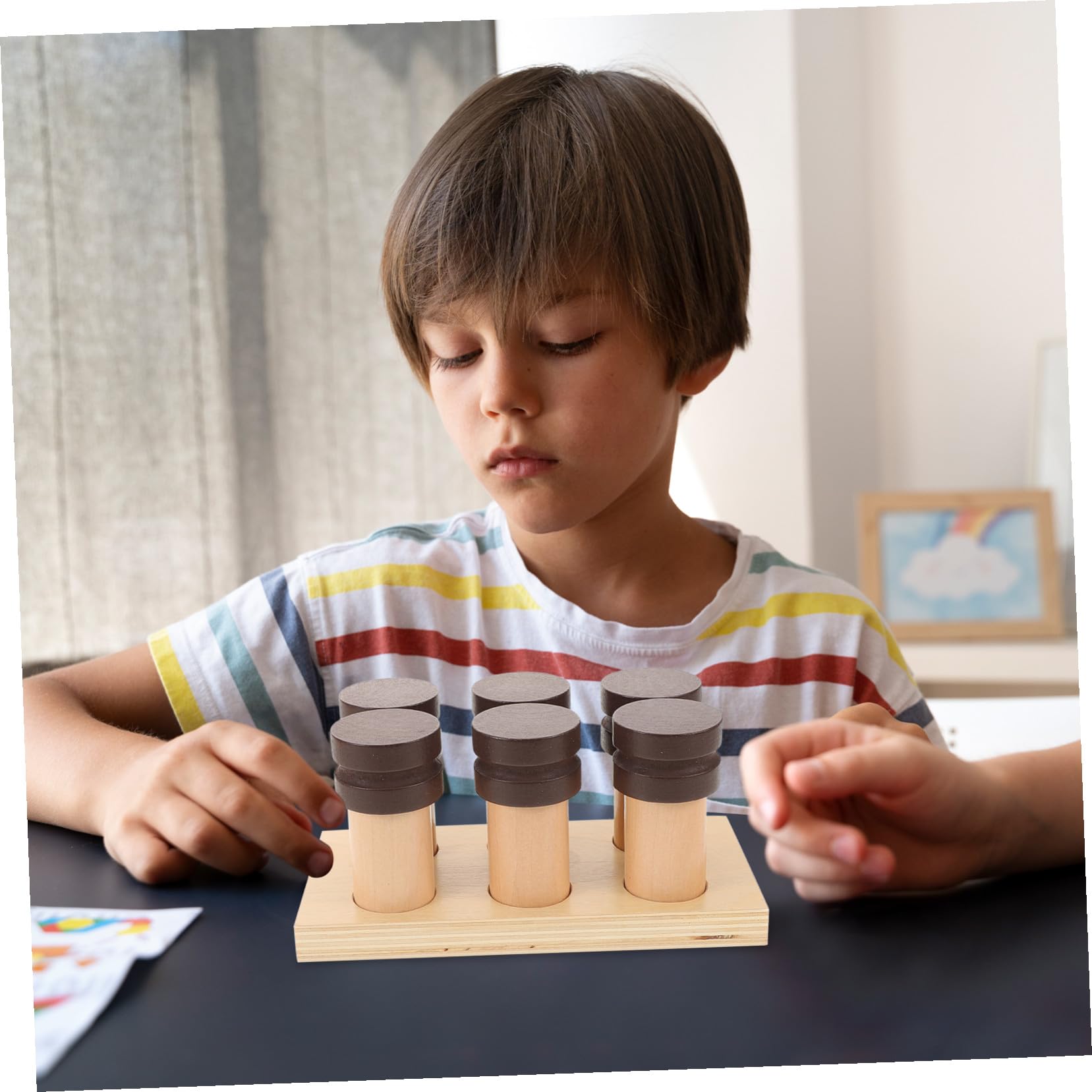 Gioco Montessori Olfattivo in Legno con Bordi Lisci, Set Sensoriale Creativo per Sviluppo Cognitivo e Gioco Educativo la Prima Età