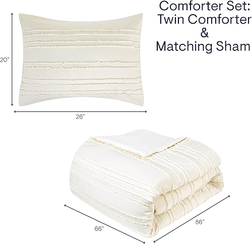 Miniatura 2 de Aeropostale Eloise - Juego de edredón de 2 piezas para dormitorio y funda a juego, individual, marfil