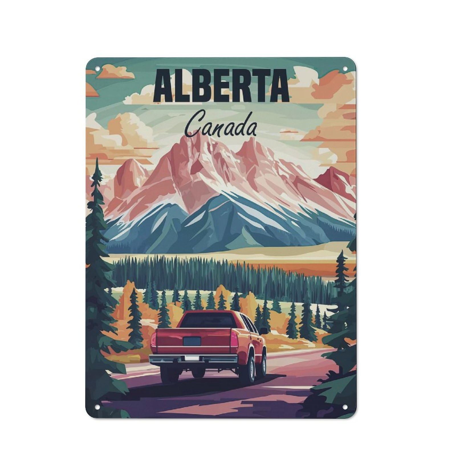 Junmoney Alberta Canada Travel Industrial-Style Metal Plaque 40X30cm For Hallway Wall, A Winter Wall Decor Update For Hallway Decor Lovers