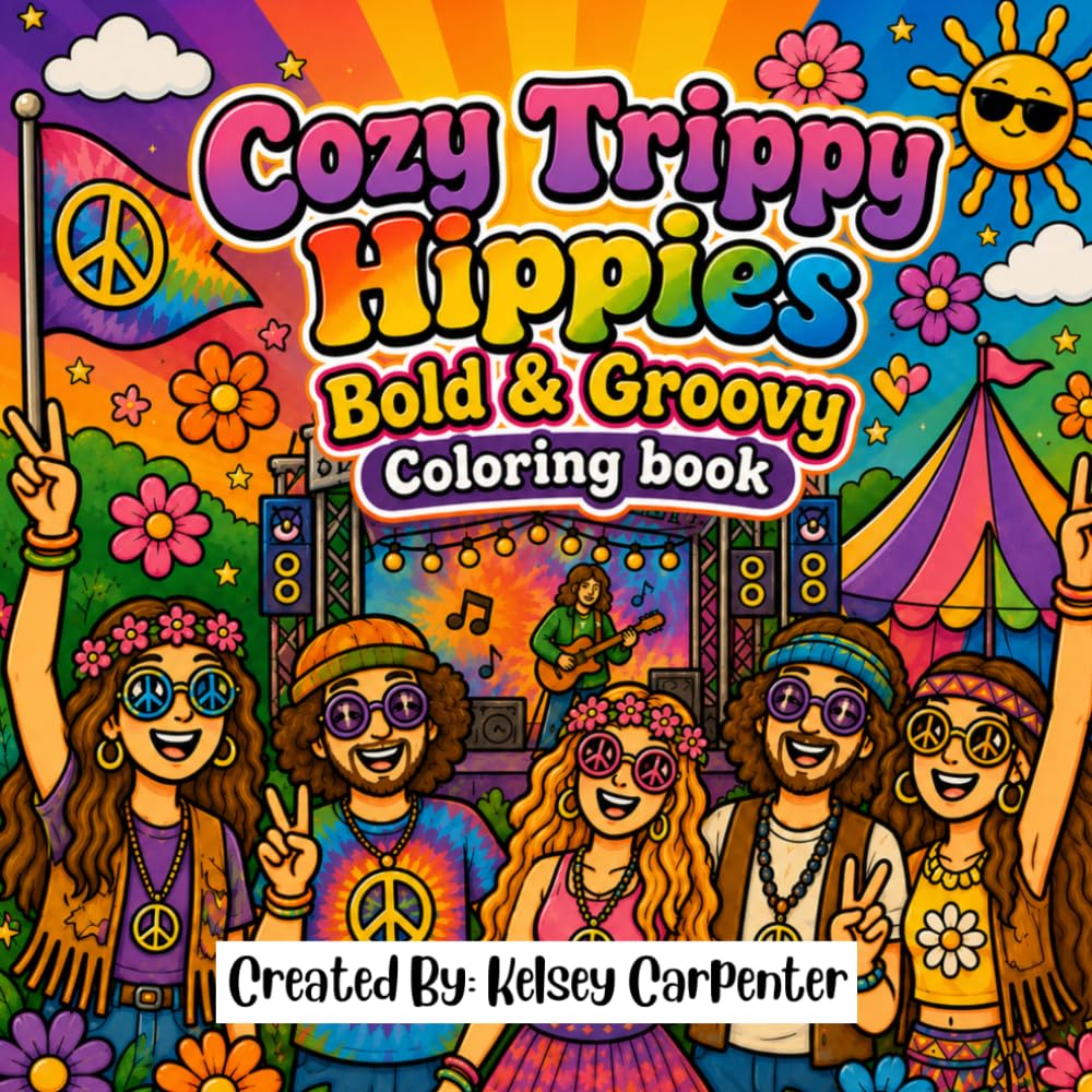 Cozy Trippy Hippies Bold & Groovy Coloring Book