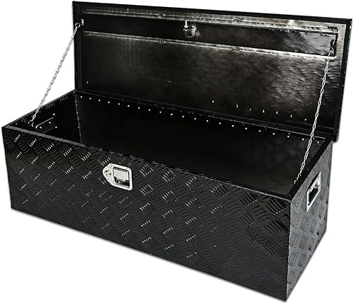 Miniatura 14 de Caja de Herramientas de 48 Pulgadas de Servicio Pesado con Rayas de Aluminio Chapado para Cama de Camioneta Pick Up RV Remolque Organizador