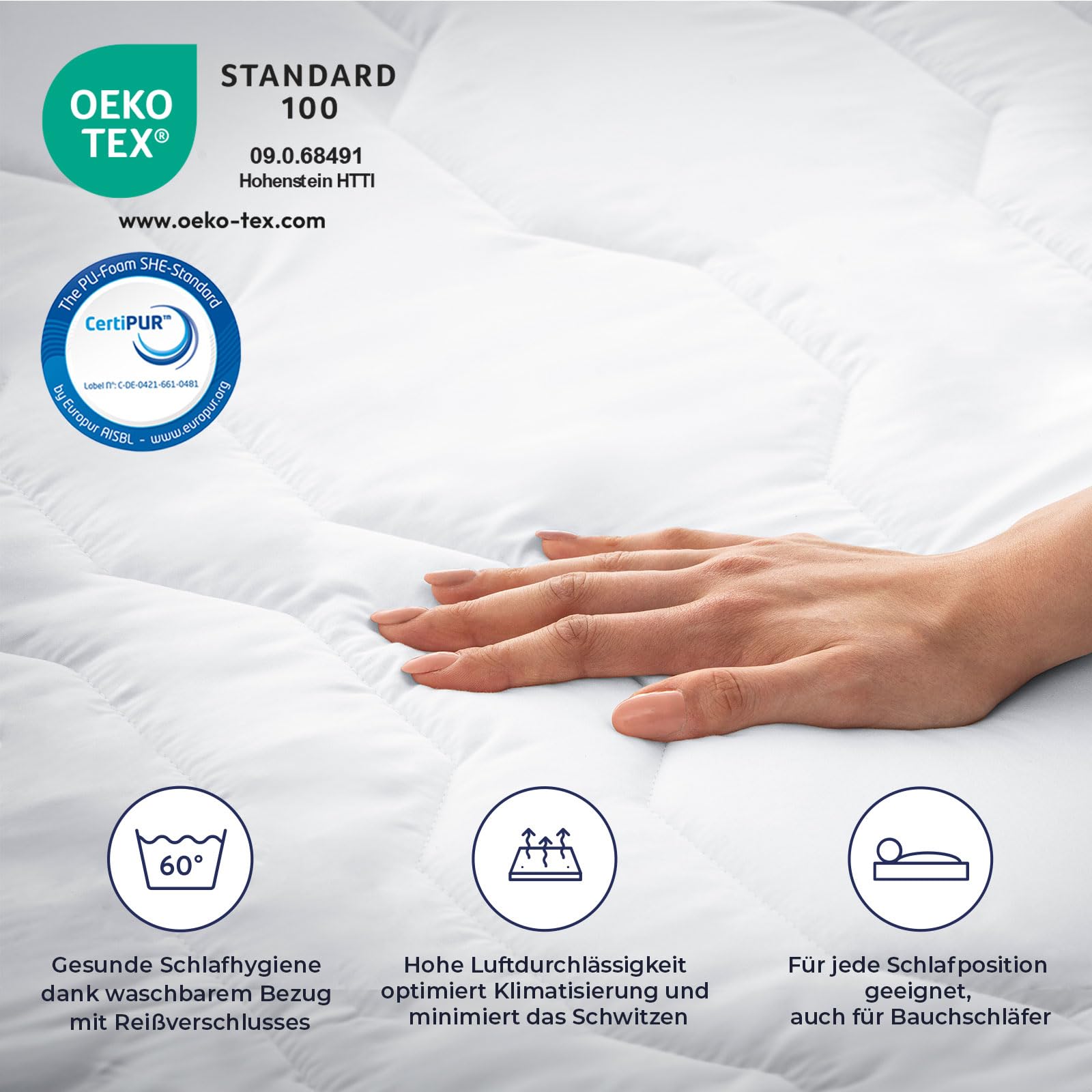 PURAMED Taschenfederkernmatratze 90x200 cm | Härtegrad H3 | Höhe 20 cm | ergonomische 7-Zonen Matratze | waschbarer Mikrofaser-Bezug | Oeko-TEX® & CertiPUR Zertifiziert | produziert in Deutschland